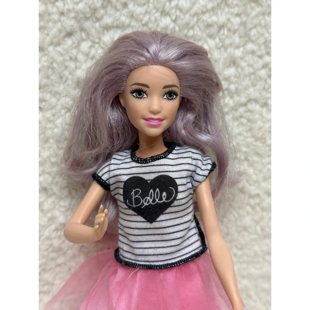 Barbie Fashionistas #54 Cool Petite Doll Lavender Hair Pink Tulle Skirt Mattel